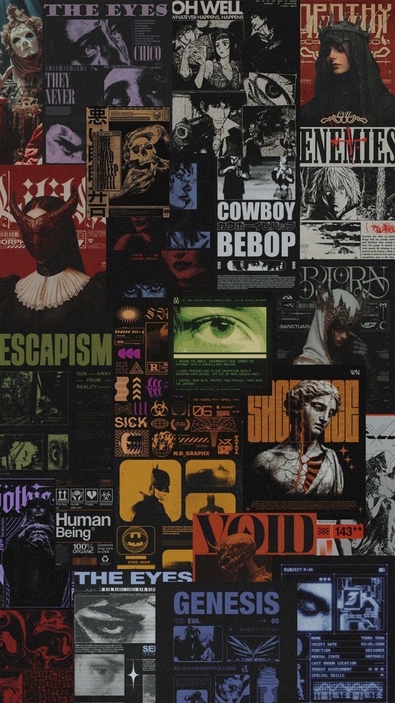 Escapism Anime & Dark Aesthetic Collage Wall Art